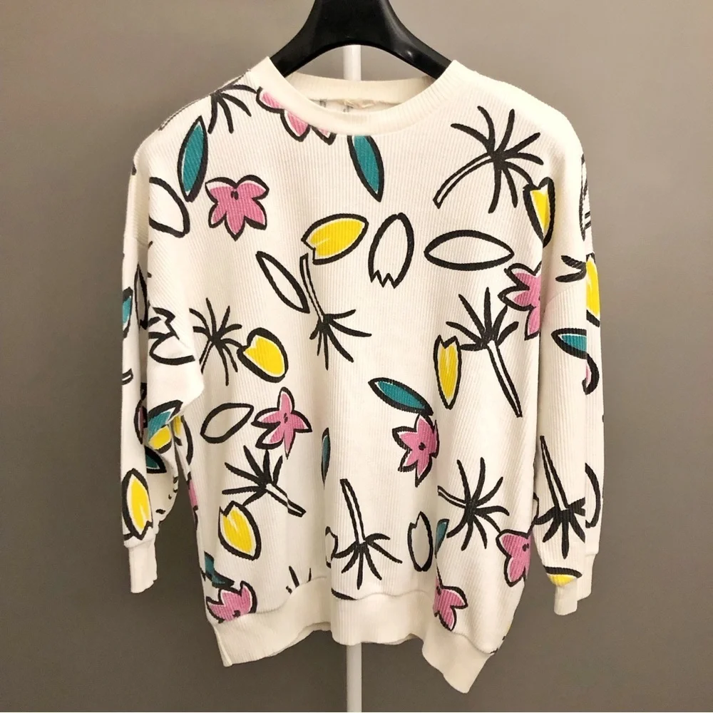 Vintage Oversized Multicolored Artsy Colorful Pattern Sweatshirt Sweater Jumper. - Picture 2 of 16
